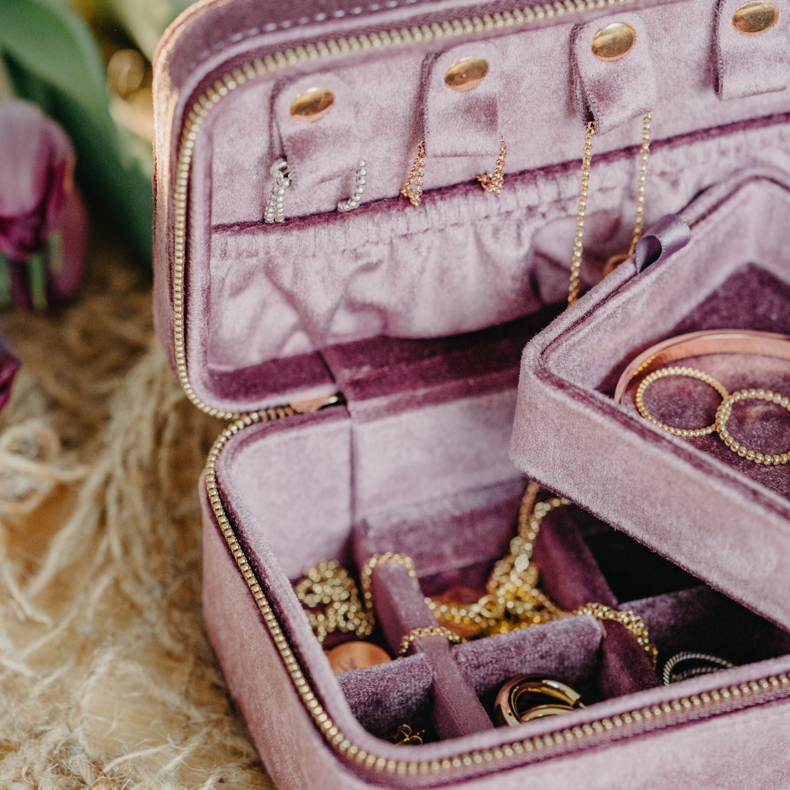 Reise Etui Schmuck, Travel Box Schmuck, Schmuckbox für Schmuck, Schmuck Etui Velours 