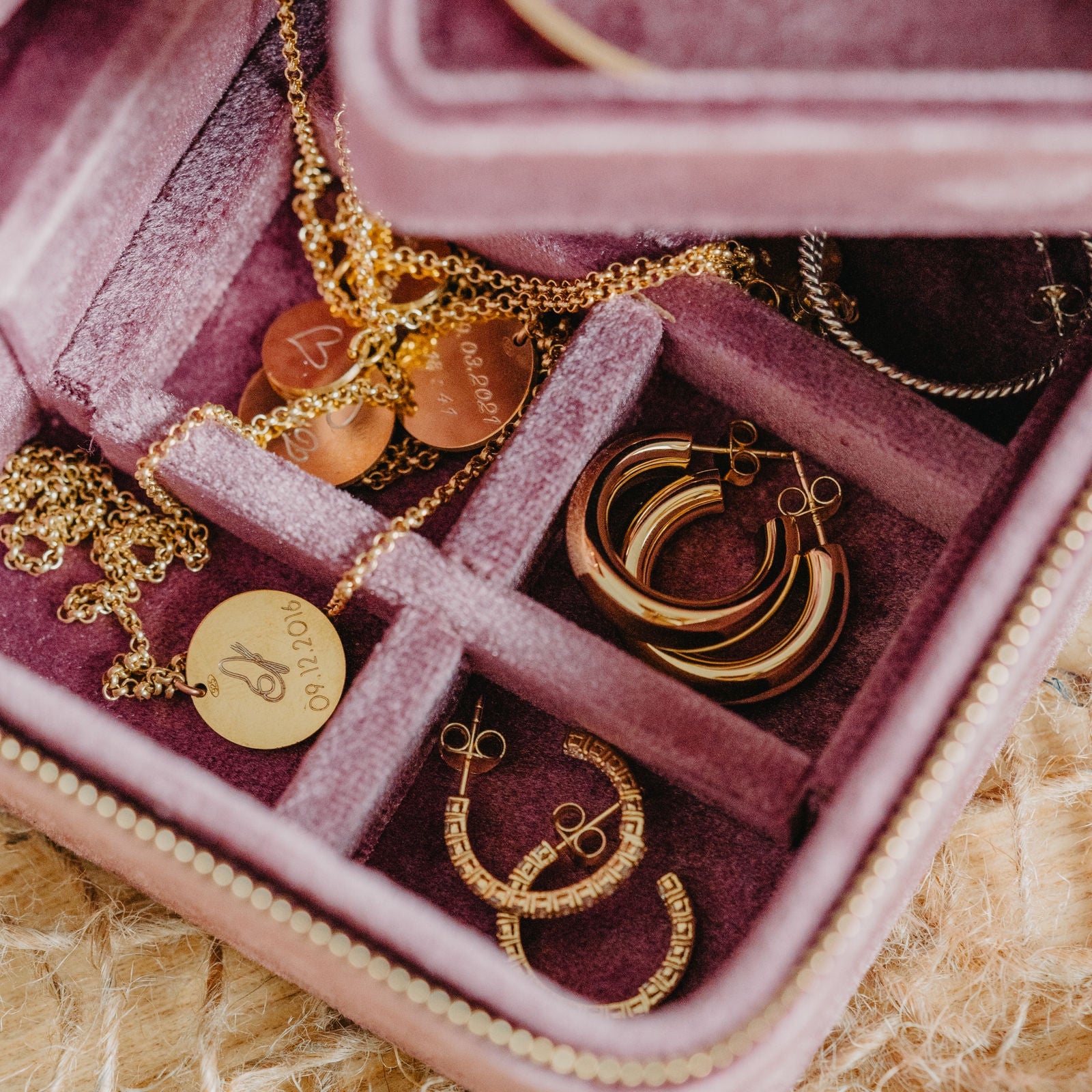 Reise Etui Schmuck, Travel Box Schmuck, Schmuckbox für Schmuck, Schmuck Etui Velours 