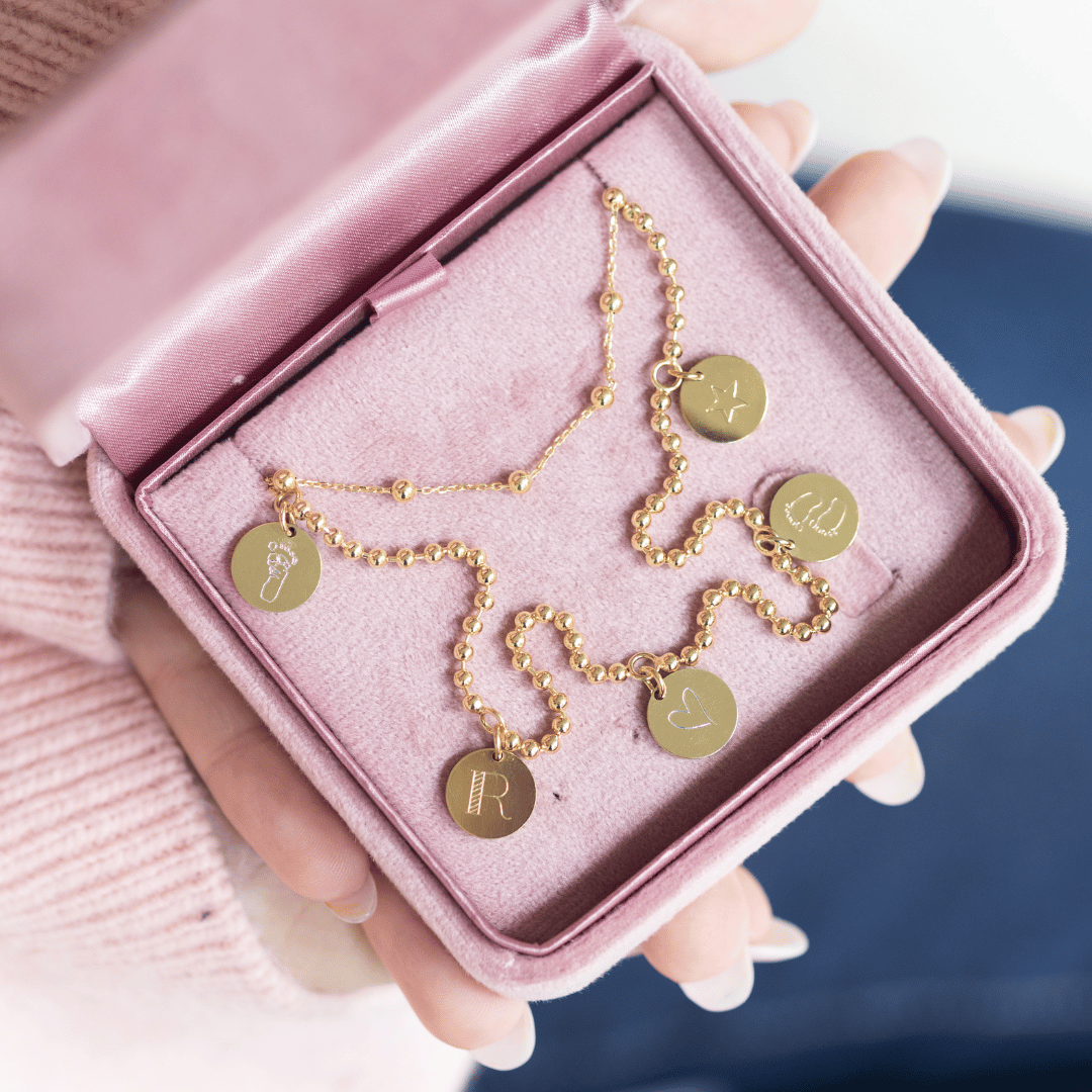 Schmuck Geschenkset, Geschenk Weihnachten personalisierter Schmuck, Familenkette gold, personalisierte Ketten für Mamas