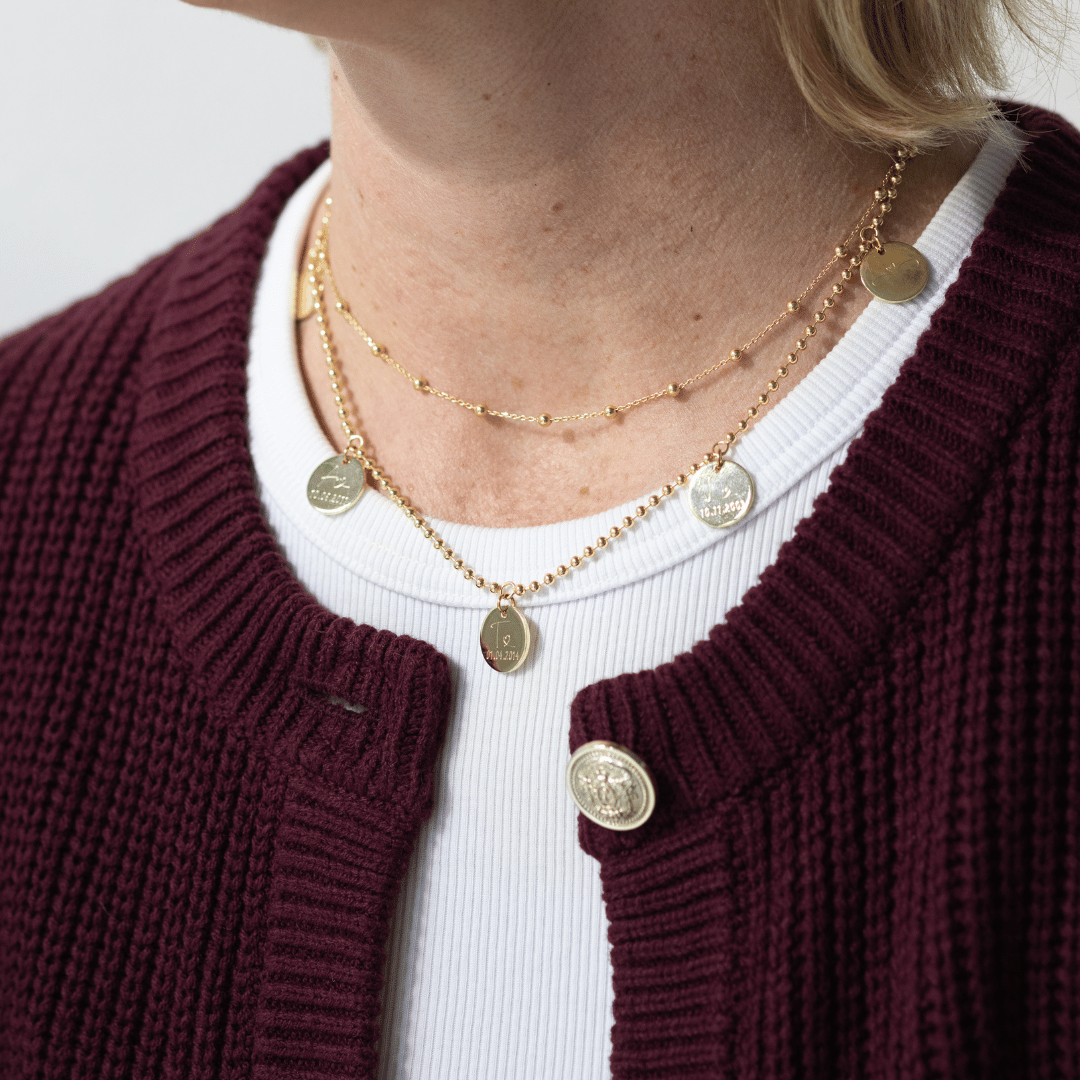 familienkette gold, layering ketten gold, buchstaben Kette gold mit initialen Kinder