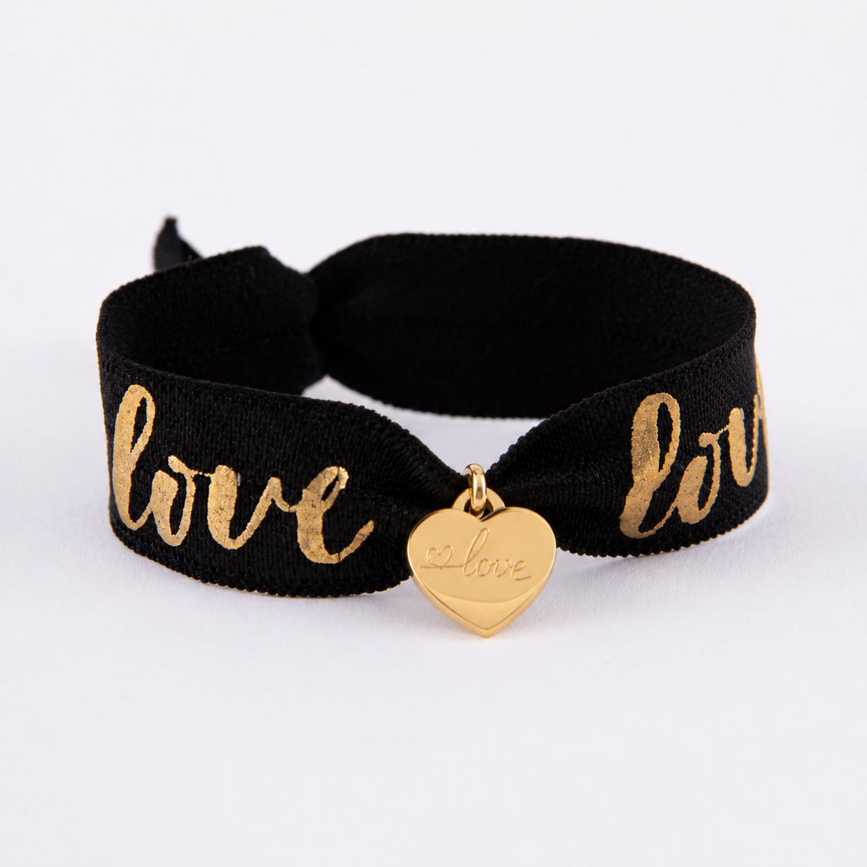 LOVE Herz Armband mit farbigen, elastischen Band
