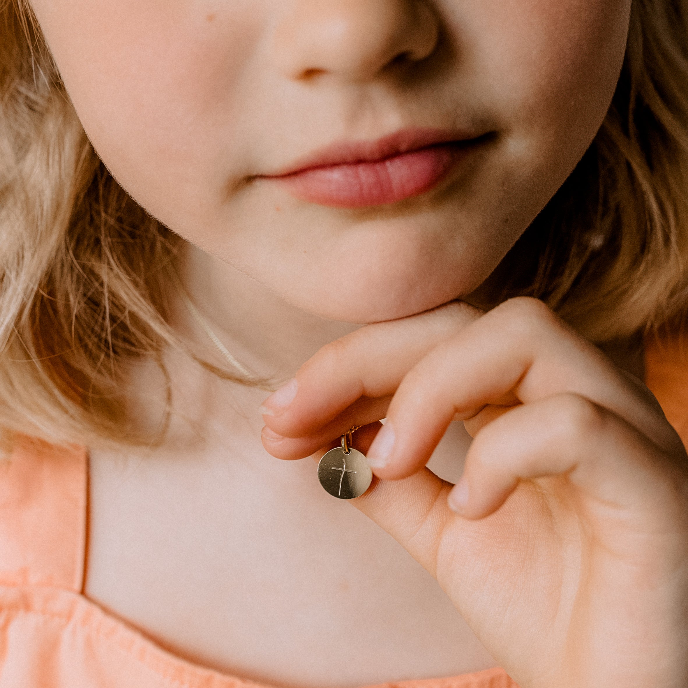 Taufkette Gold für Mädchen, Kette Kommunion, Kreuz Kette Gold für Mädchen, Kette zur Taufe in Echt Gold 333, geschenk zur Taufe mädchen, personaliserter schmuck für kinder