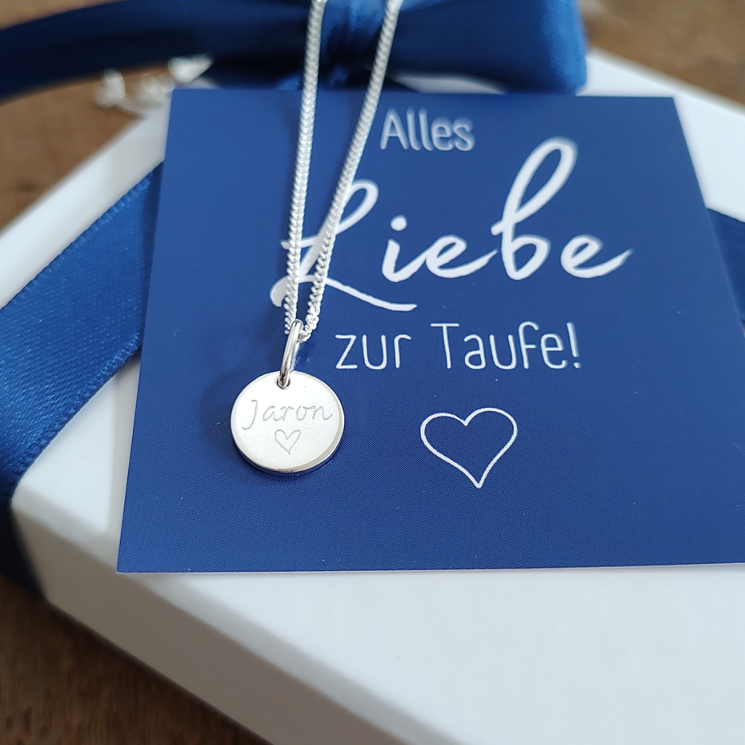 Taufschmuck, taufkette jungs, taufgeschenk junge, schmuck zur kommunion für jungs mit persönlicher gravur, geschenk zur einschulung, kette kommunion junge