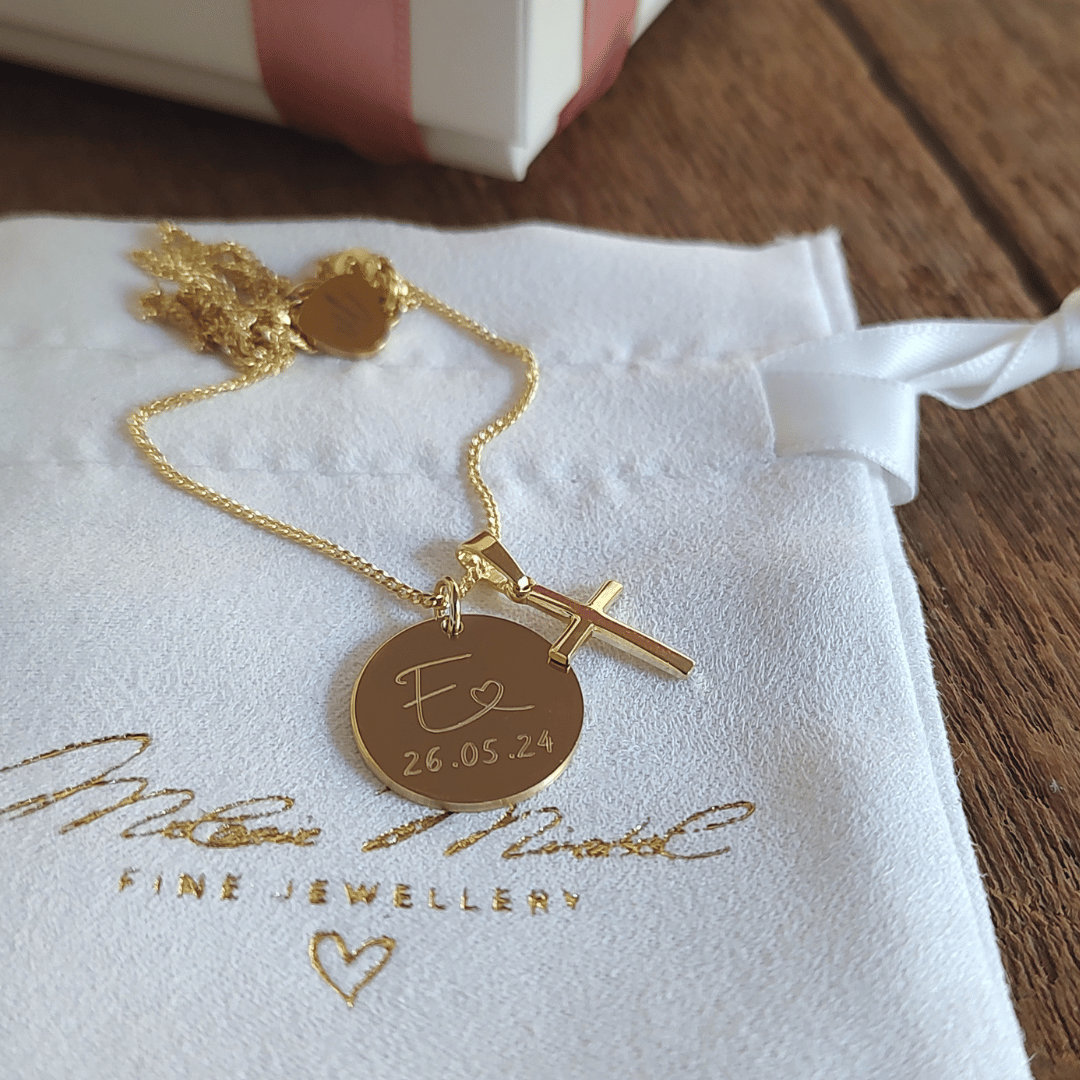 Taufkette, Taufkette gold für Mädchen, Taufschmuck Mädchen mit kreuz, kreuz kette taufe, kette mit kreuz anhänger, kette Kommunion gold, Kommunion kette mit kreuz, Taufkette mit Namen und Taufdatum