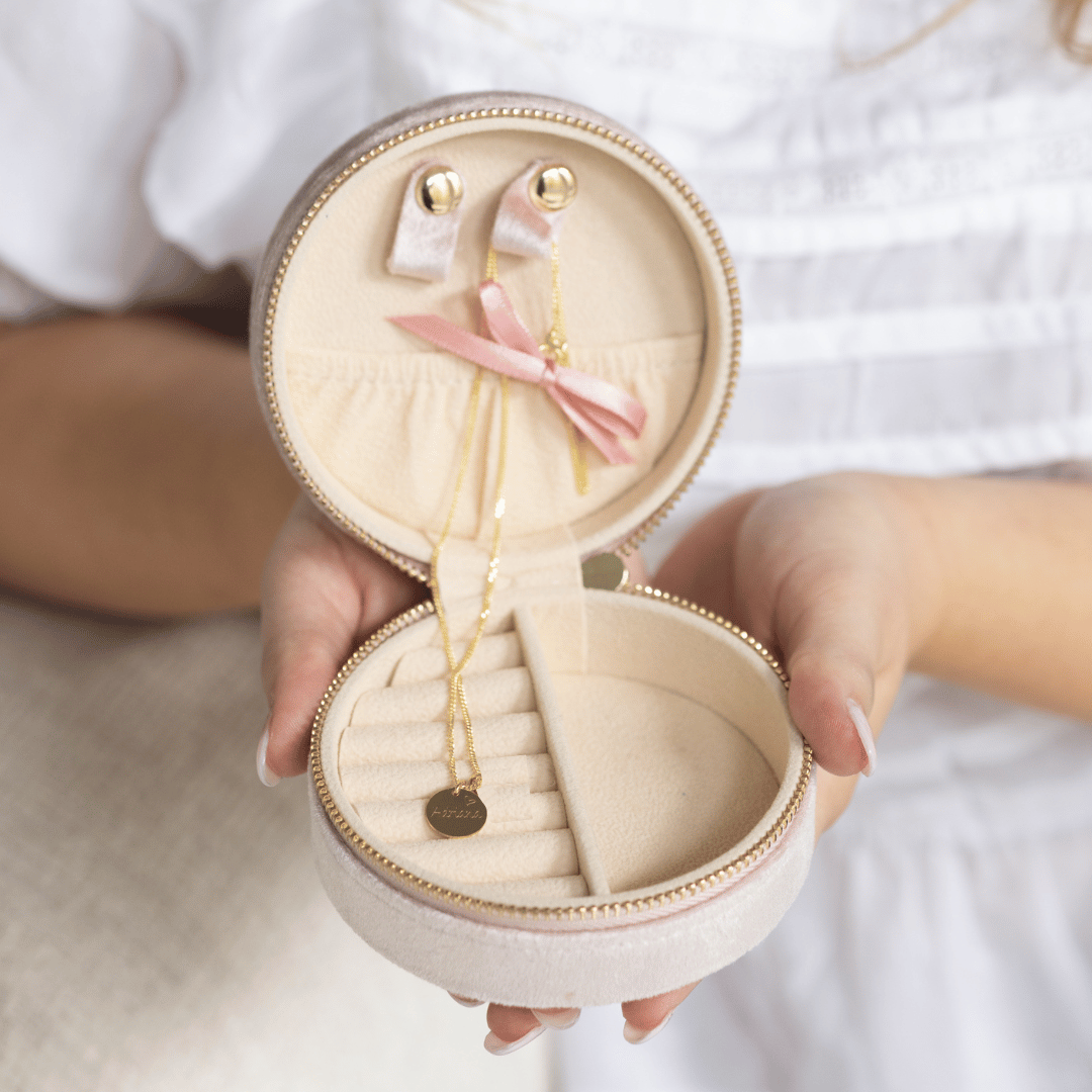 Schmucketui, kleines runde Schmuck Etui, Reise Etui für Schmuck, Geschenke für Kinder