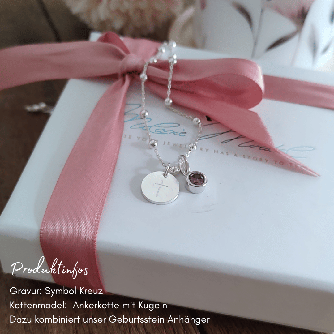 taufkette für mädchen mit geburtsstein Anhänger, geburtsstein kette für kinder, taufgeschenk für mädchen