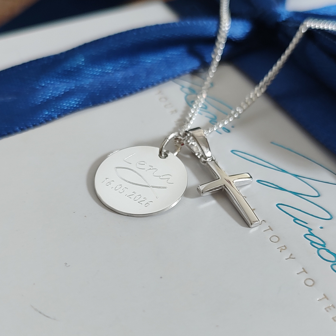 Taufkette Junge mit gravur christlicher fisch
