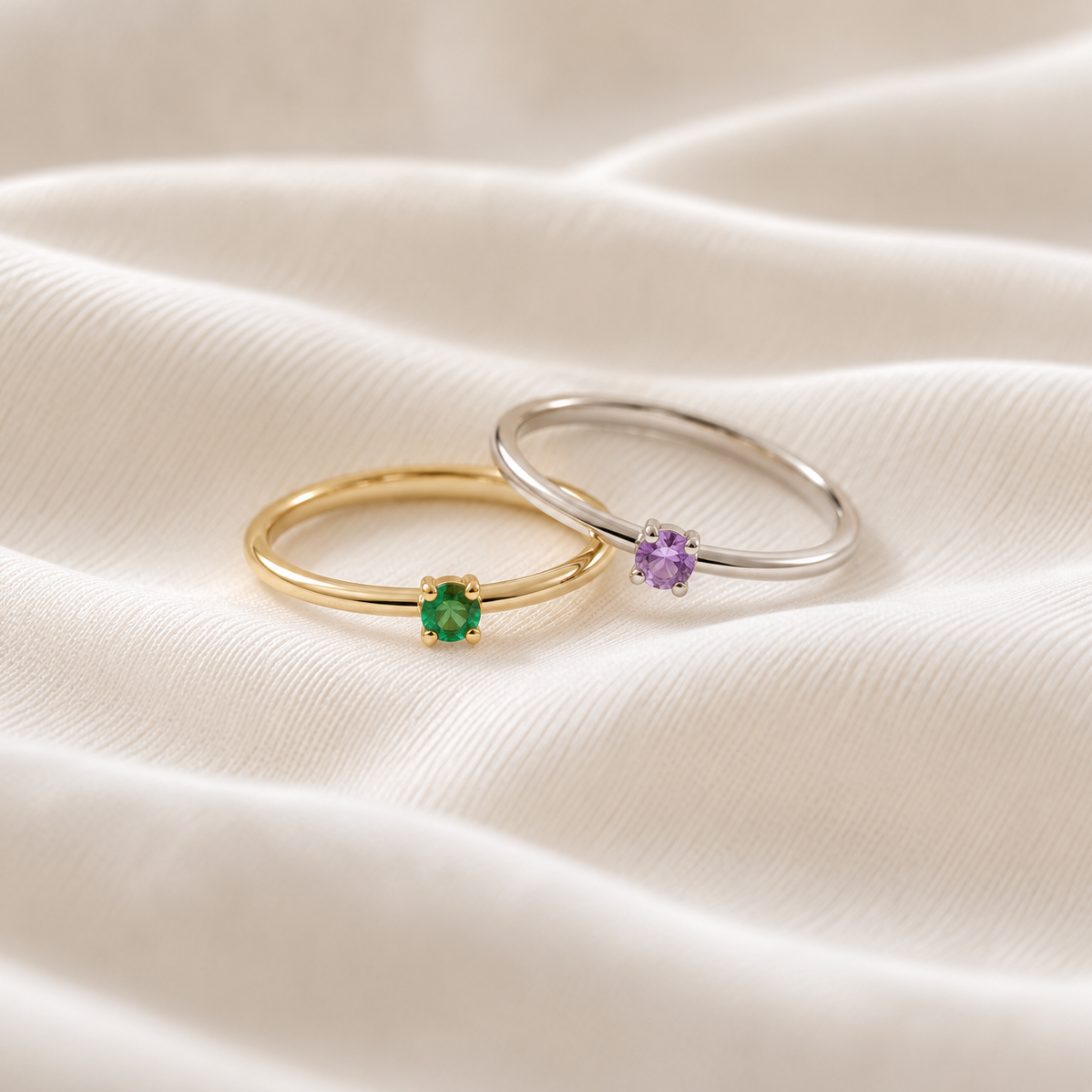 VIOLETA Zarter Geburtssteinring mit Farbedelsteinen Deiner Wahl