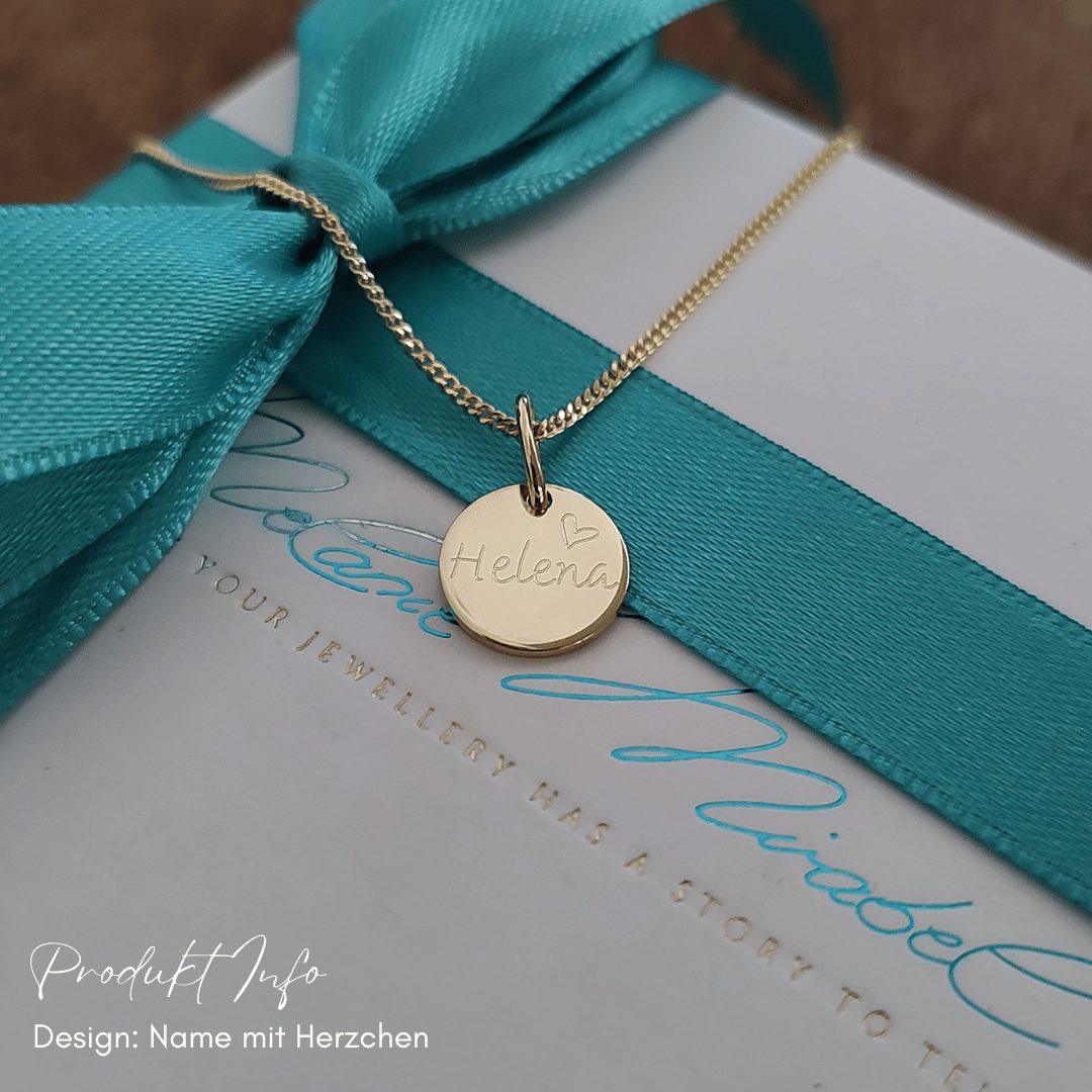 SALLY Echtgold Initialenkette mit 1 kleinen Gravur Plättchen |  333-750 Gold