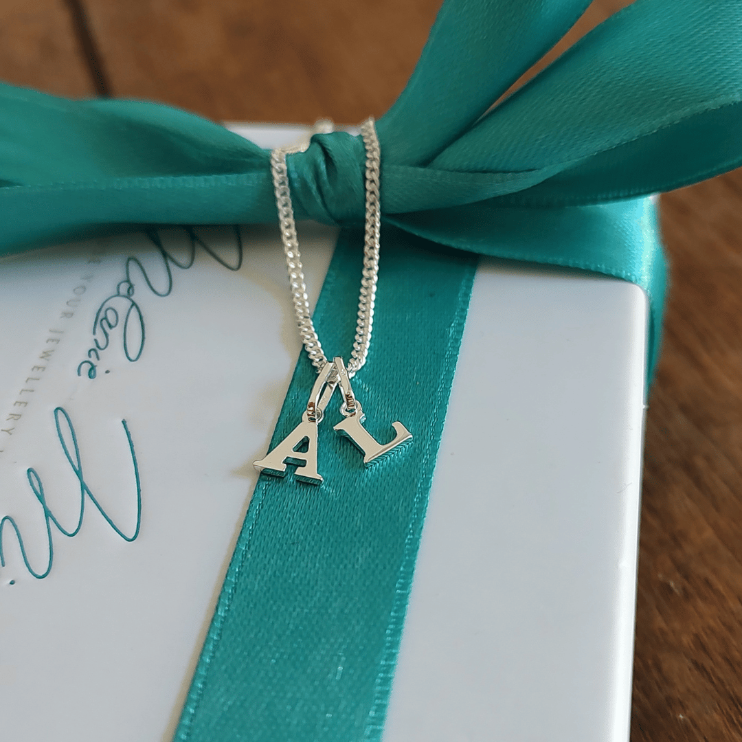 Buchstaben kette, kette mit 2 buchstabe, initialen kette silber