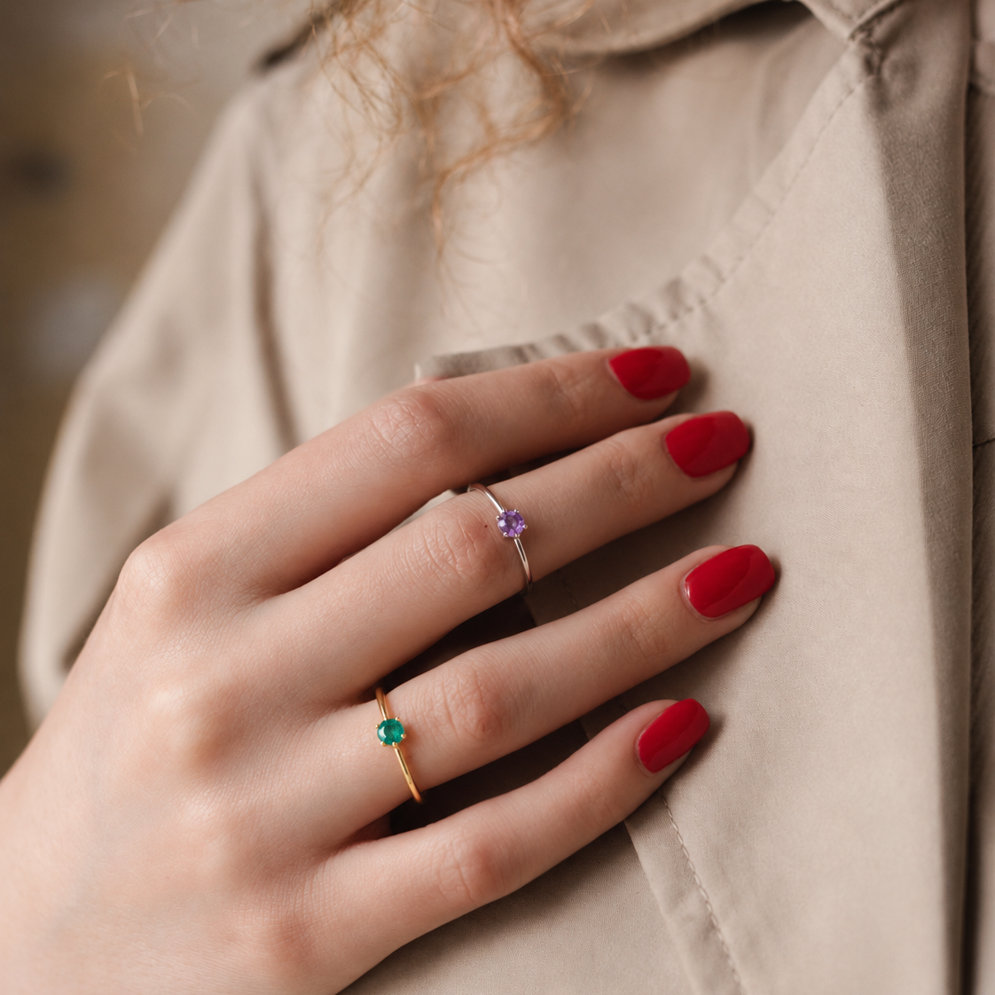 VIOLETA Zarter Geburtssteinring mit Farbedelsteinen Deiner Wahl