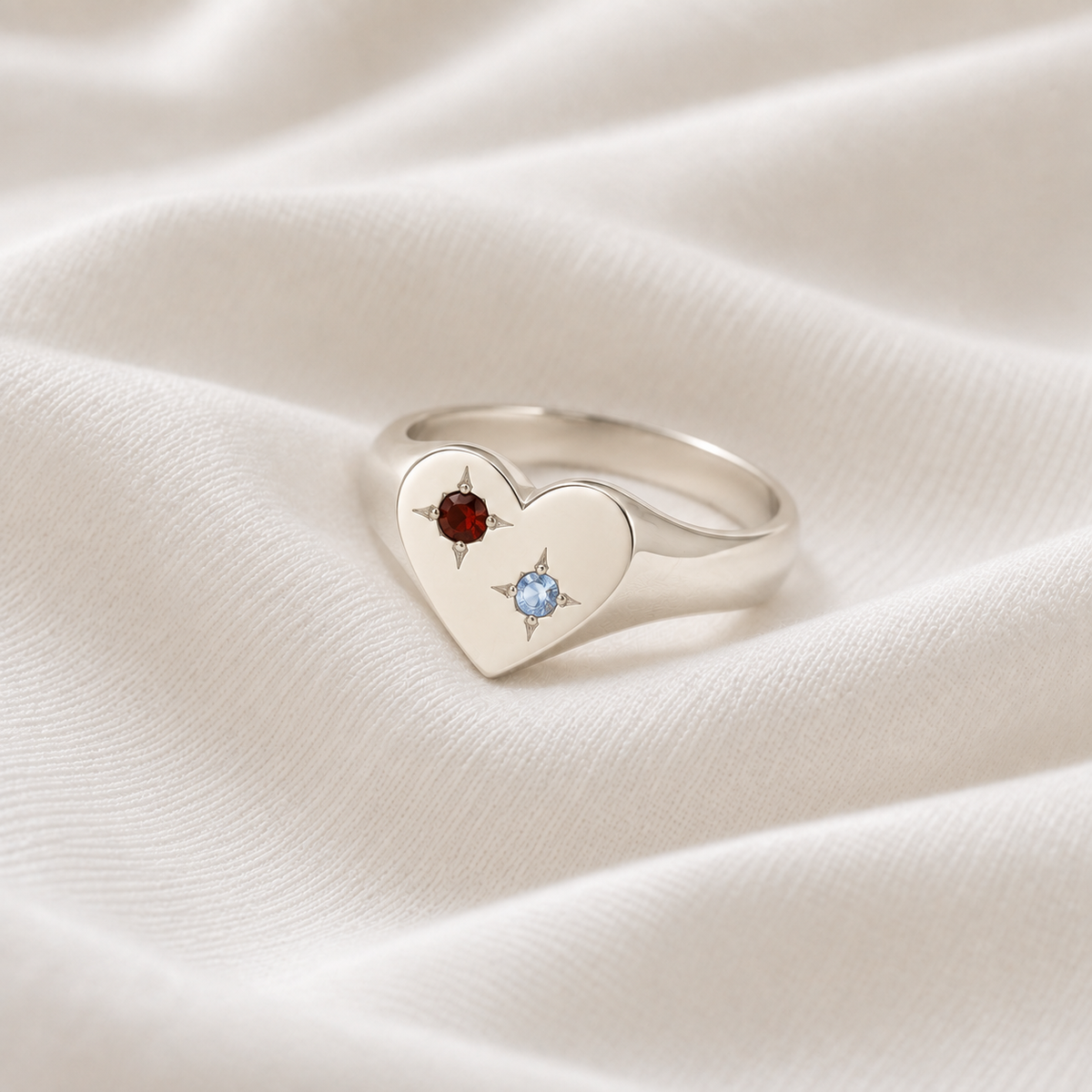 LUCIA Herz Ring mit Geburtssteinen