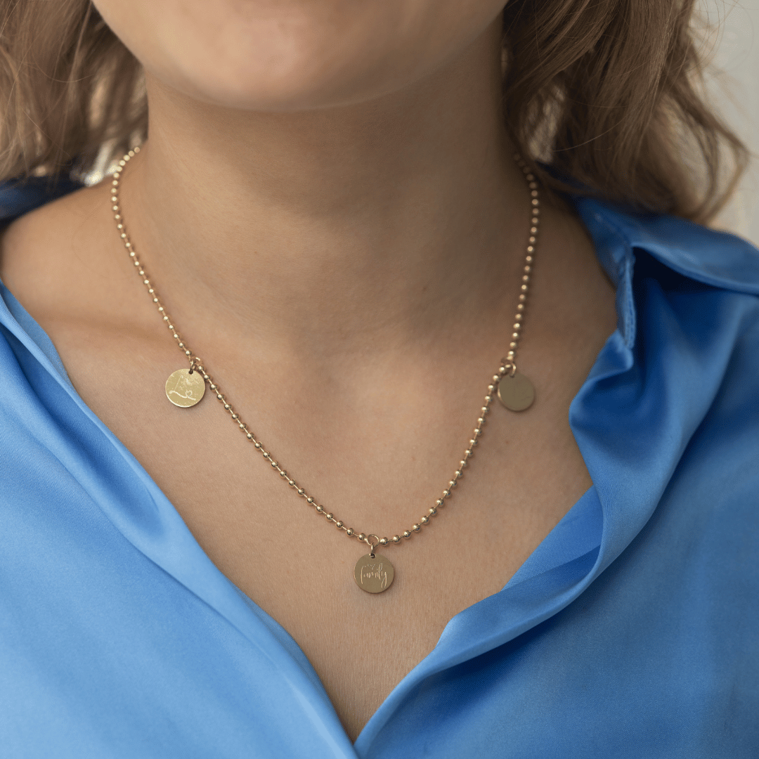 Meine 1. Familienkette in Gold für Töchter, als Mutter-Tochter-Schmuck ein besonderes Geschenk von Mama zum Abitur mit individueller gravur
