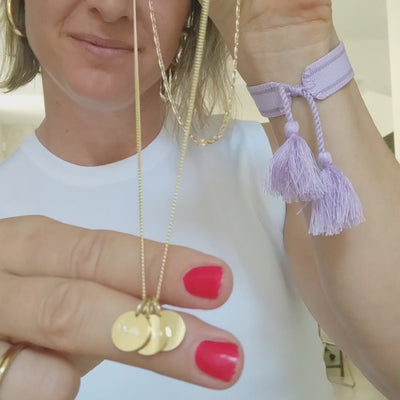 Plättchen Kette Gold, Initialienkette 3 plättchen, Namenskette 3 Namen mit Plättchen Anhänger in gold, Goldkette mit Buchstabe, Kette zur Geburt mit Namen