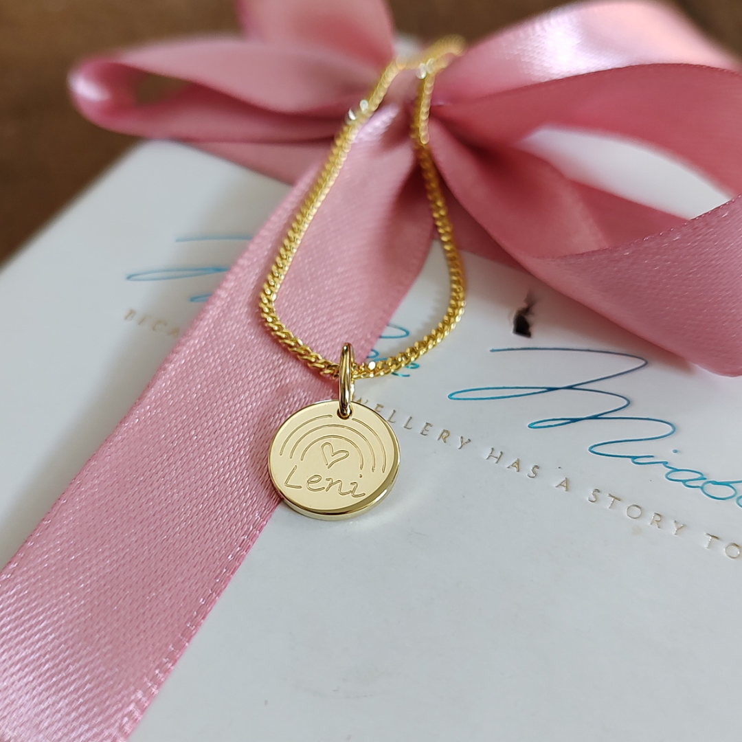 Taufkette Gold, Taufschmuck mädchen, personalisierte Kette in Gold mit Regenbogen, namenskette für mädchen, kette kommunion mädchen, geschenk zur Einschulung, schmuck für mädchen mit name