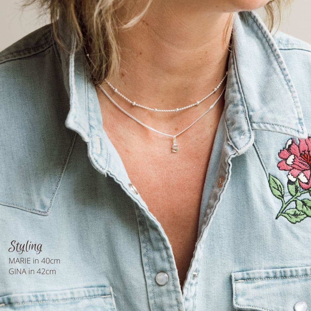 Kette mit Buchstaben Anhänger, Buchstaben Halskette Silber 