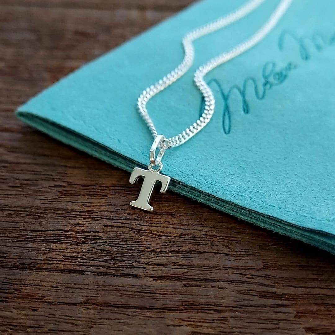 Mädchen Kette mit Buchstaben Anhänger, Buchstaben Halskette Silber 