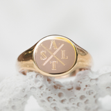 Siegel Ring Gold mit Gravur, Siegelring Damen, Siegelring Weißgold, Siegelring 585 Gold, Gold Ring für Damen mit Gravur