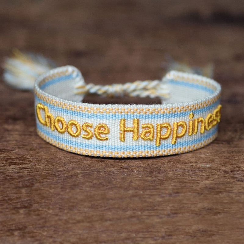 HAPPINESS Armbänder |  Stoff Armband bestickt mit schönen Sprüchen