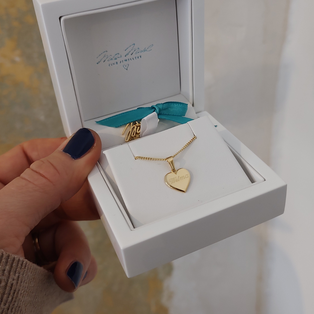 goldkette personalisiert, halskette 333 Gold, namenskette Gold, Herz Kette Echt Gold,  Halskette Damen Echtgold, Kette 333 Gold mit gravur, Halskette Gold mit Herz Anhänger