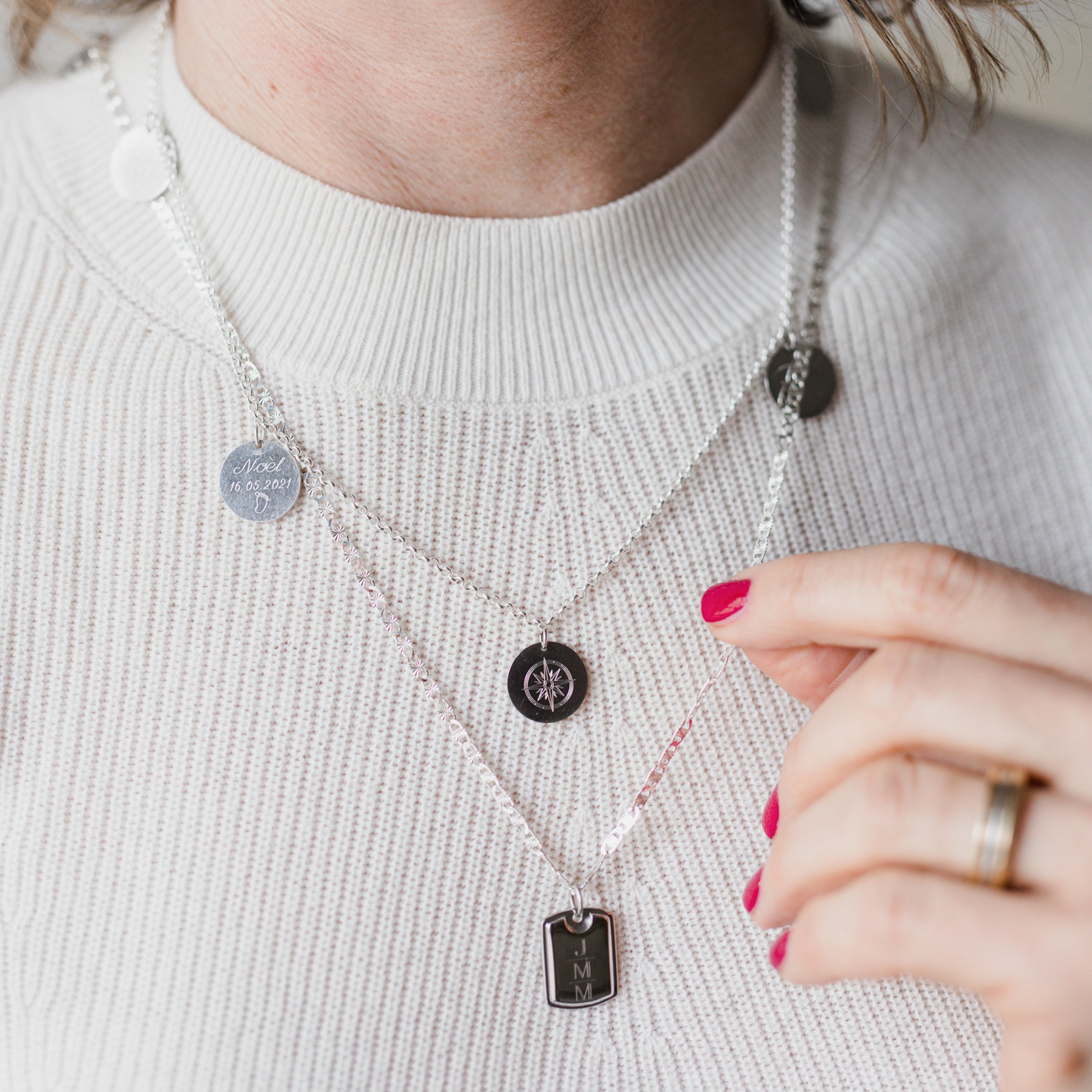 Namenskette Silber, Kette mit Tag Anhänger, Tag Kette mit Gravur, Namenskette Gold mit Gravur, Kette mit rechteckigen Anhänger