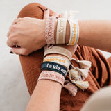 HAPPINESS Armbänder |  Stoff Armband bestickt mit schönen Sprüchen