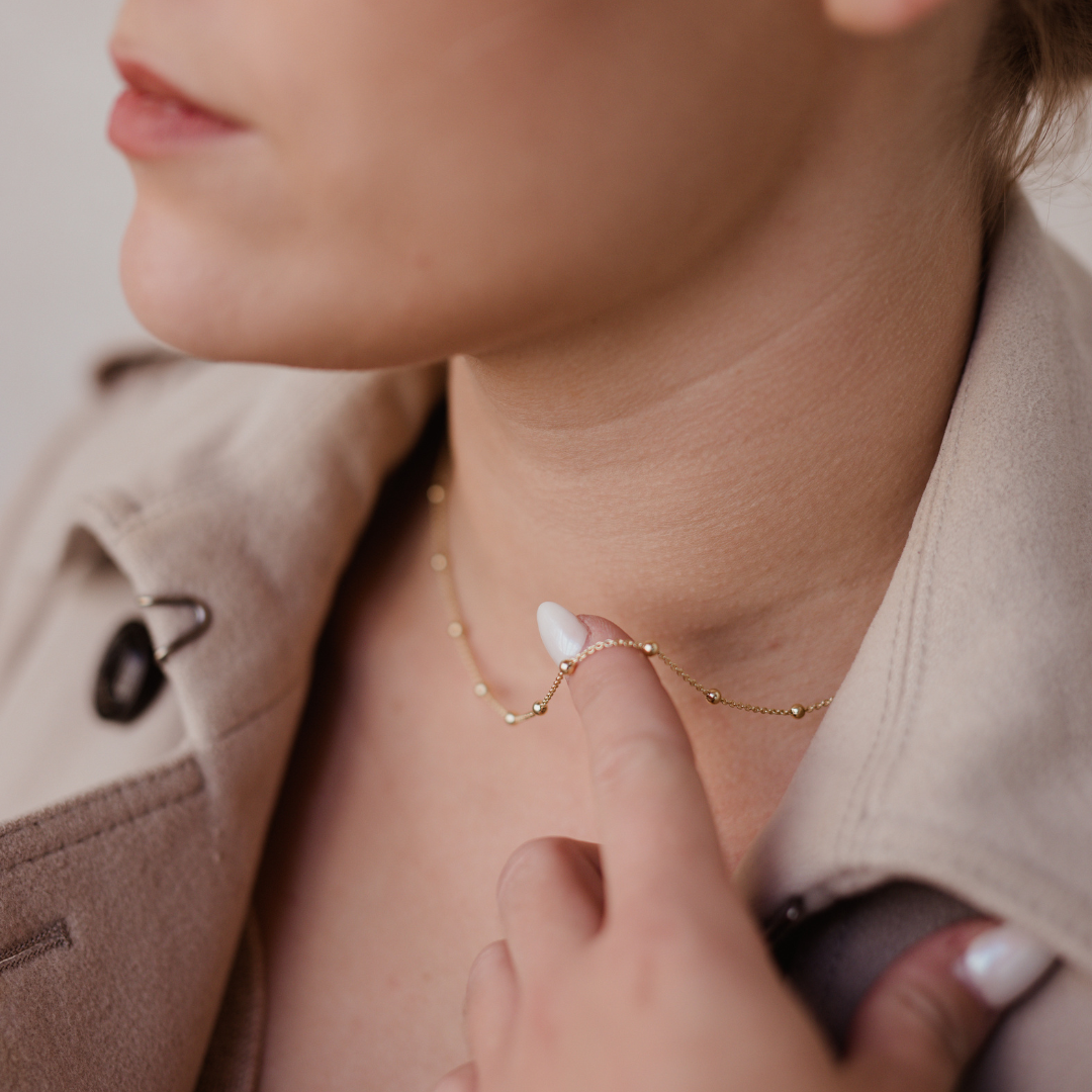 Goldkette mit Buchstabe, Buchstaben Kette Gold 333, Echtgold Kugelkette, Echtgold Kette für Damen 333 Gold