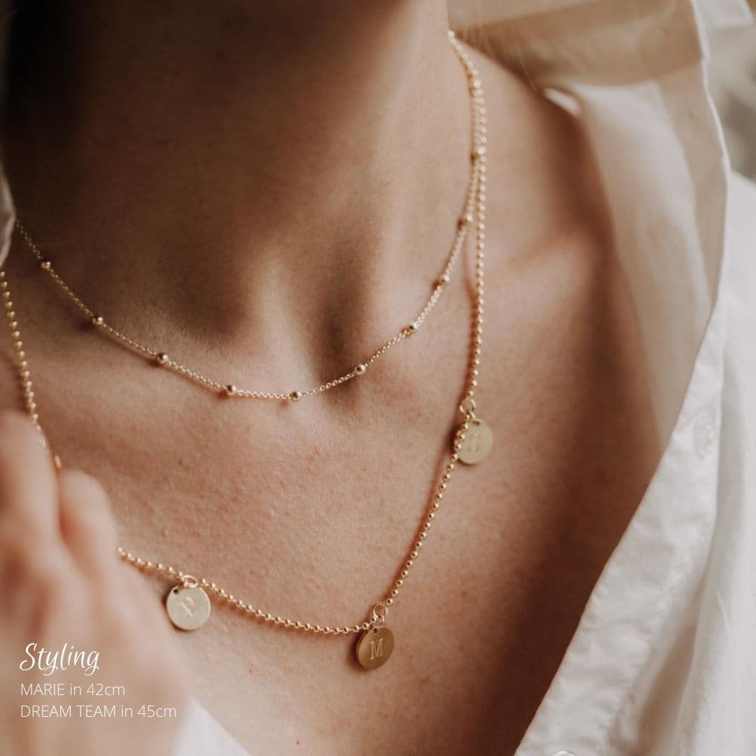 Goldkette mit Buchstabe, Buchstaben Kette Gold 333, Echtgold Kugelkette, Echtgold Kette für Damen 333 Gold, Familienkette Echtgold 